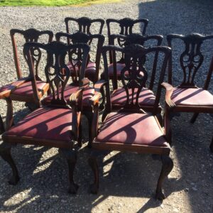 Set of Eight Mahogany Chippendale Style Dining Chairs
