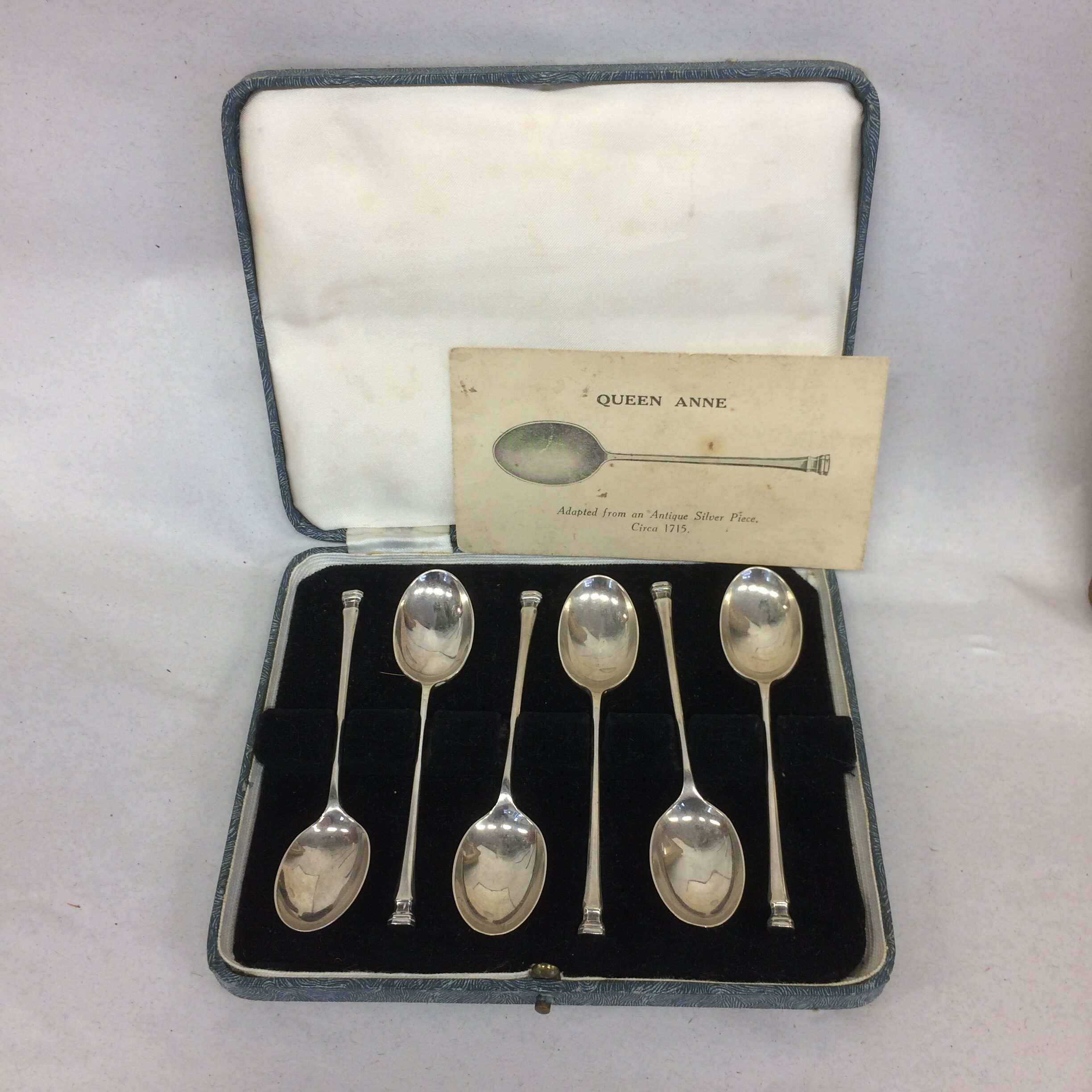Set Of Six Cased Silver Coffee Spoons