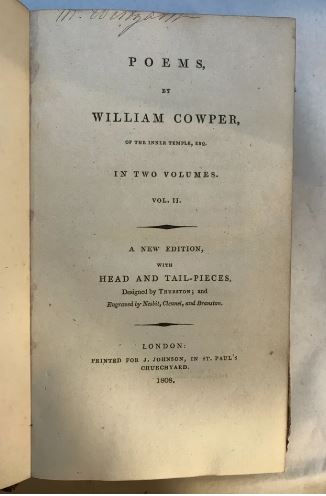 1808 Poems by William Cowper of Inner Temple 2 Vols New Edition