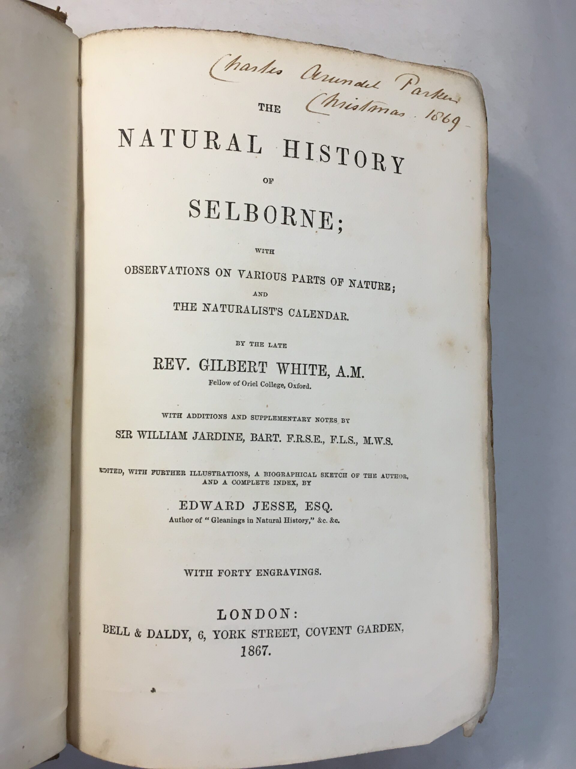 Book - The Natural History of Selborne by Reverend Gilbert White Bell & Daldy London 1867