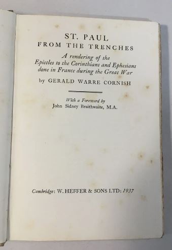 St Paul From The Trenches Gerald Warre Cornish Heffer 1937