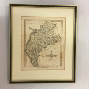 original 18th-century antique map of Cumberland, England, engraved and published by the prominent British cartographer John Cary