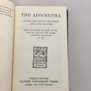 The Apocrypha, translated out of the Greek and Latin tongues and published by Oxford University Press