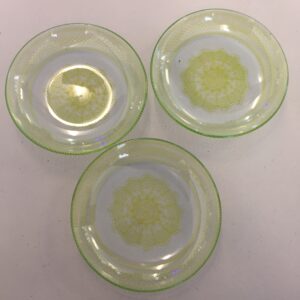 Set of Three Green Glass Dishes