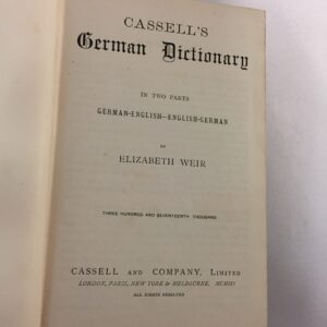 1903 edition of Cassell's German Dictionary compiled by Elizabeth Weir