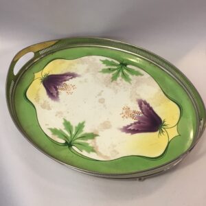 Silver Plated And porcelain coloured tray
