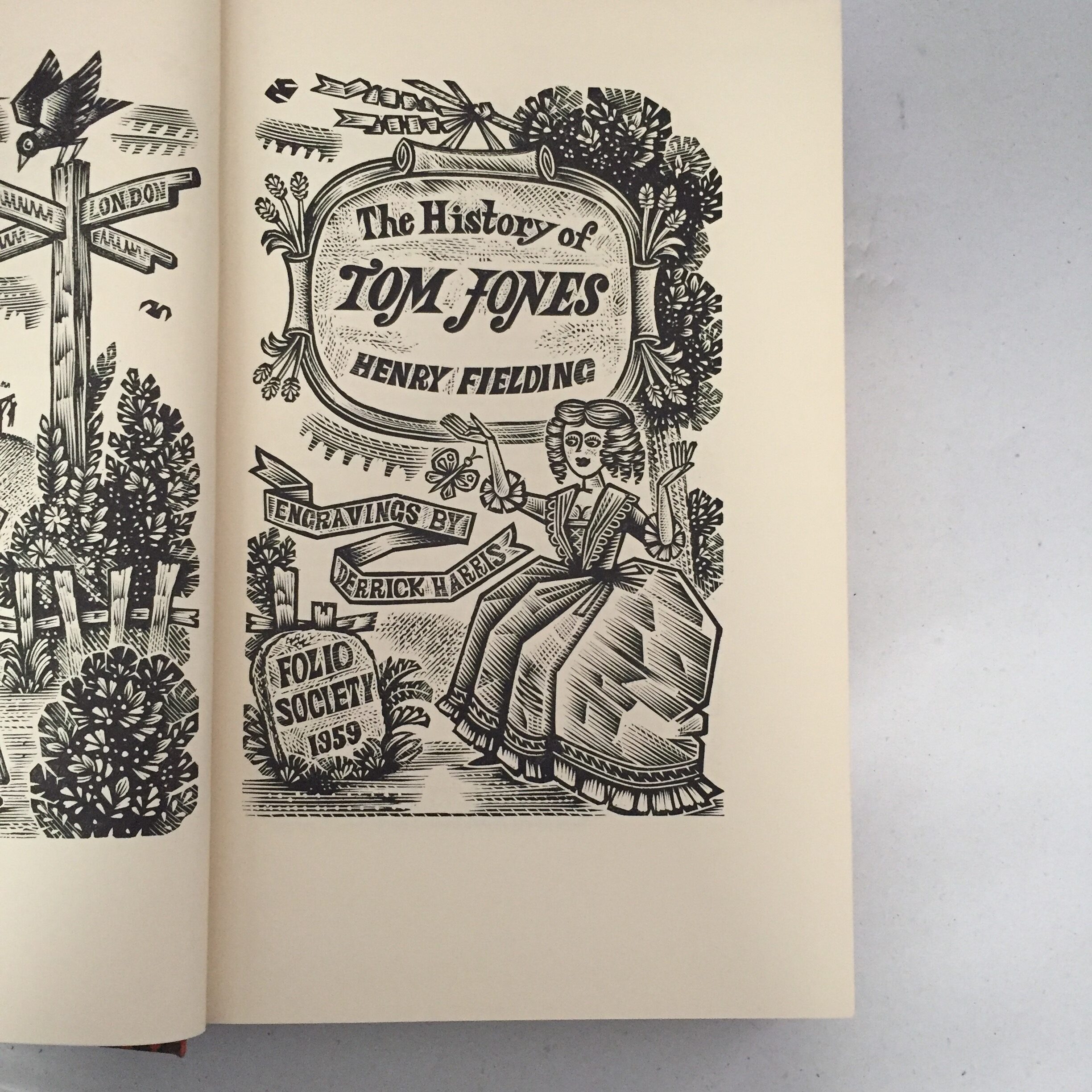 1959 Folio Society edition of The History of Tom Jones by Henry Fielding, featuring wood engravings by Derrick Harris