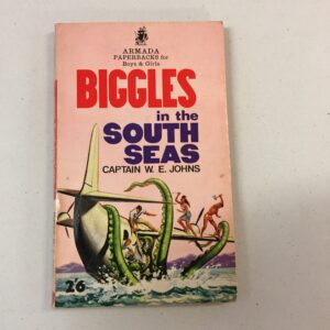1960s Armada paperback edition of Biggles in the South Seas by Captain W. E. Johns, priced at 2/6 on the cover