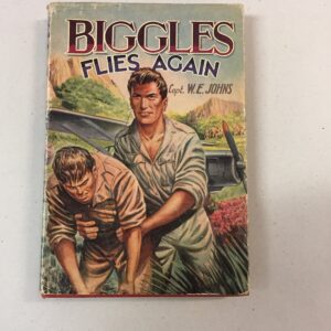 Biggles Flies Again by Captain W. E. Johns, likely from a 1960s edition published by Dean & Son