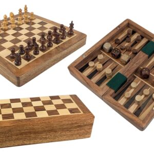 Magnetic Chess & Backgammon - 20cm - Sheesham Wood