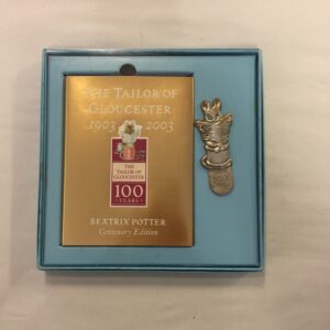 6784-1 The Tailor of Gloucester Gold Centenary Edition Giftset featuring a commemorative golden hardcover book and a matching character bookmark