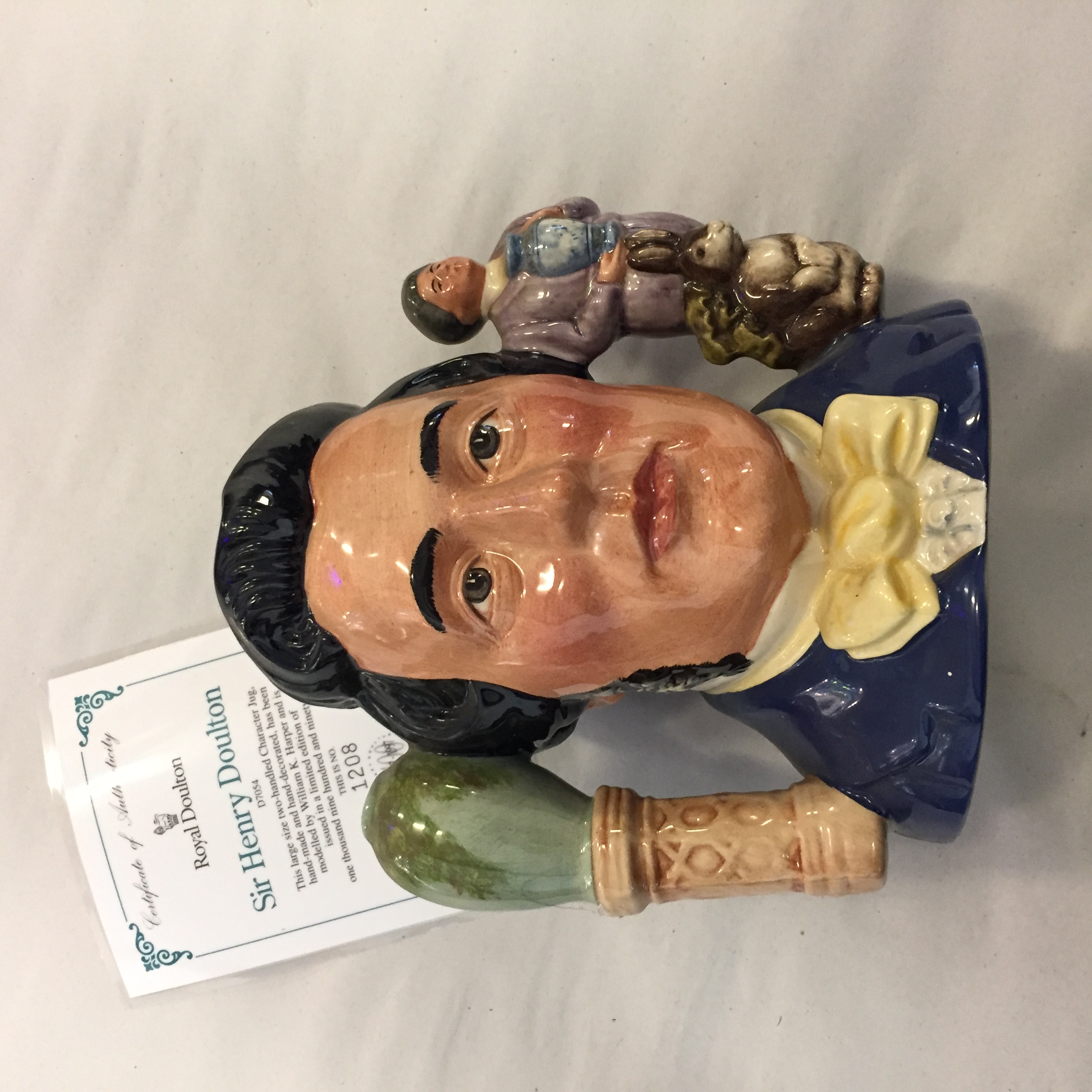 6827-2 Royal Doulton "Sir Henry Doulton" double-handled character jug, model number D7054, issued as a limited edition of 1,997 pieces to commemorate the 100th anniversary of his death (1897–1997)