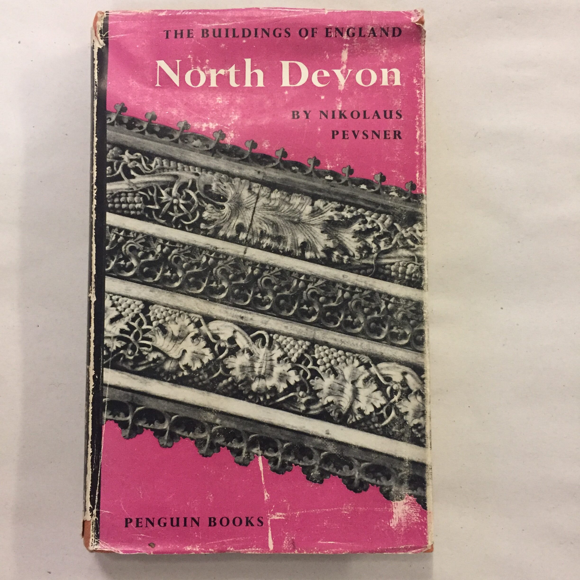 1952 first edition paperback of The Buildings of England: North Devon written by Nikolaus Pevsner and published by Penguin Books