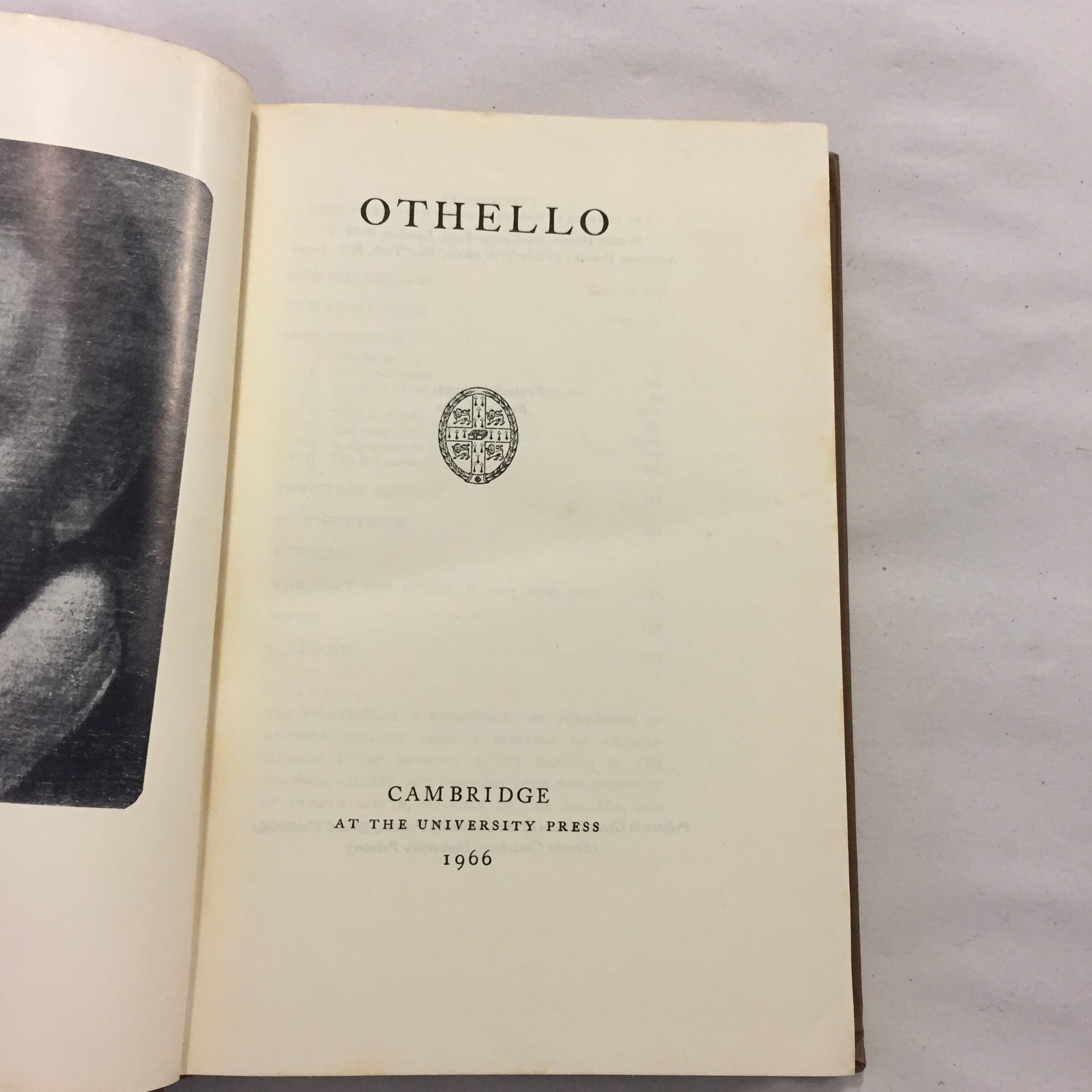1966 edition of Othello published by Cambridge at the University Press.