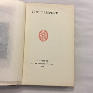 1921 edition of The Tempest published by Cambridge University Press, edited by Sir Arthur Quiller-Couch and John Dover Wilson as part of the New Shakespeare series
