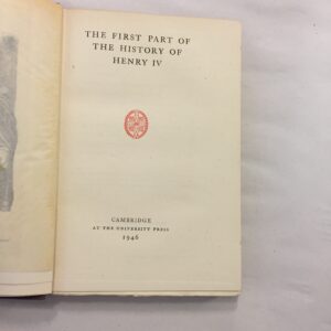 1946 edition of The First Part of the History of Henry IV published by Cambridge University Press as part of The New Shakespeare series