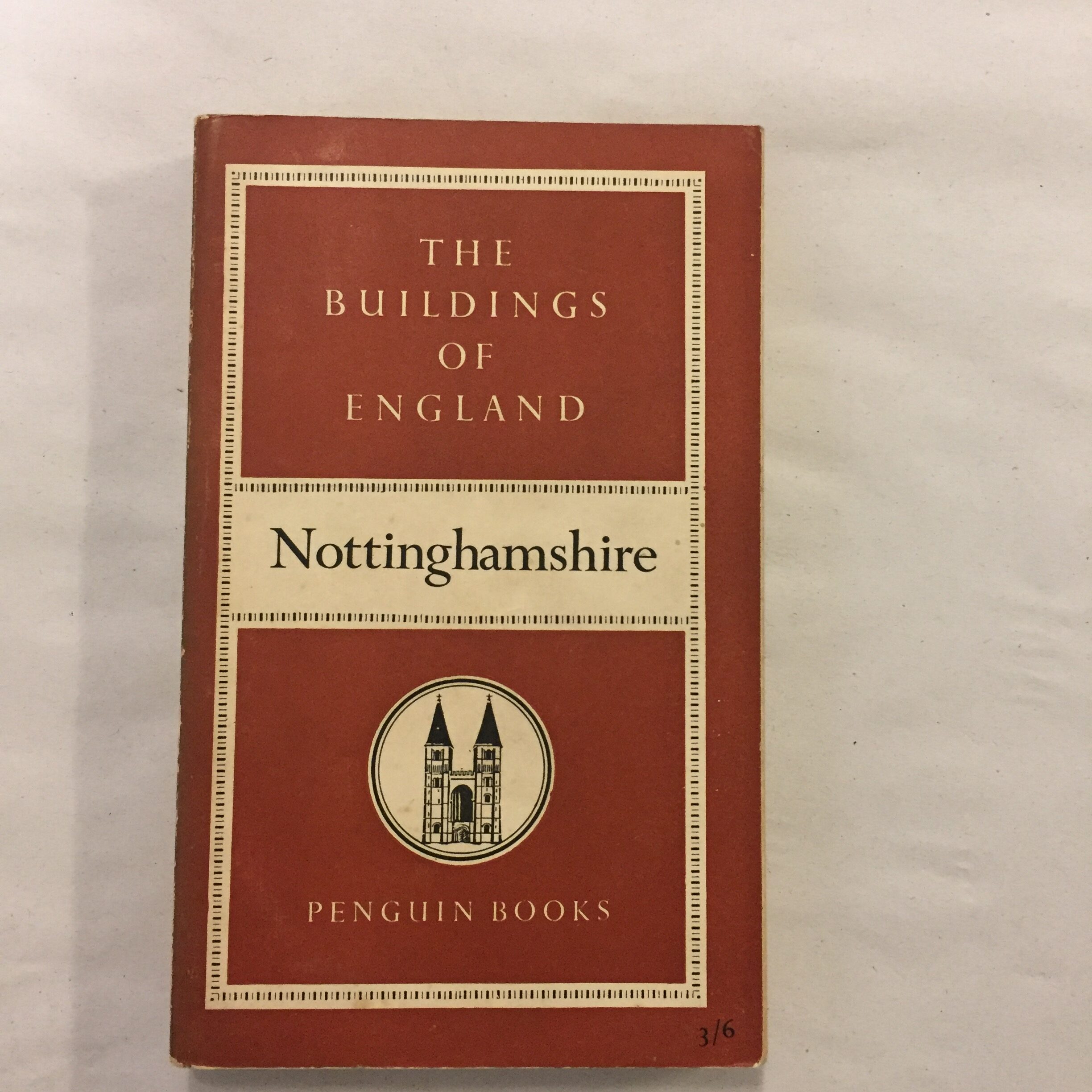 1951 first paperback edition of Nottinghamshire from the The Buildings of England series by Nikolaus Pevsner, published by Penguin Books