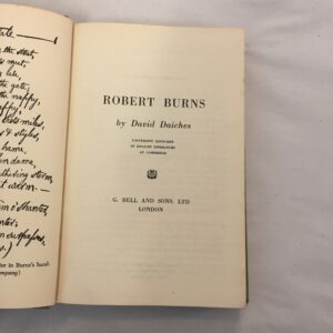 first UK edition of the critical biography Robert Burns, written by the distinguished Scottish scholar and literary critic David Daiches.